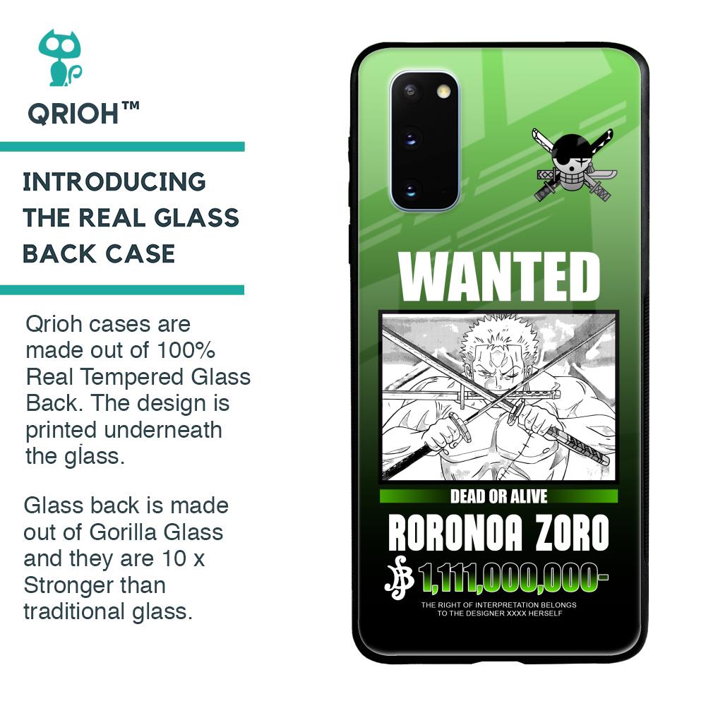 Zoro Wanted Glass Case for Samsung Galaxy S20