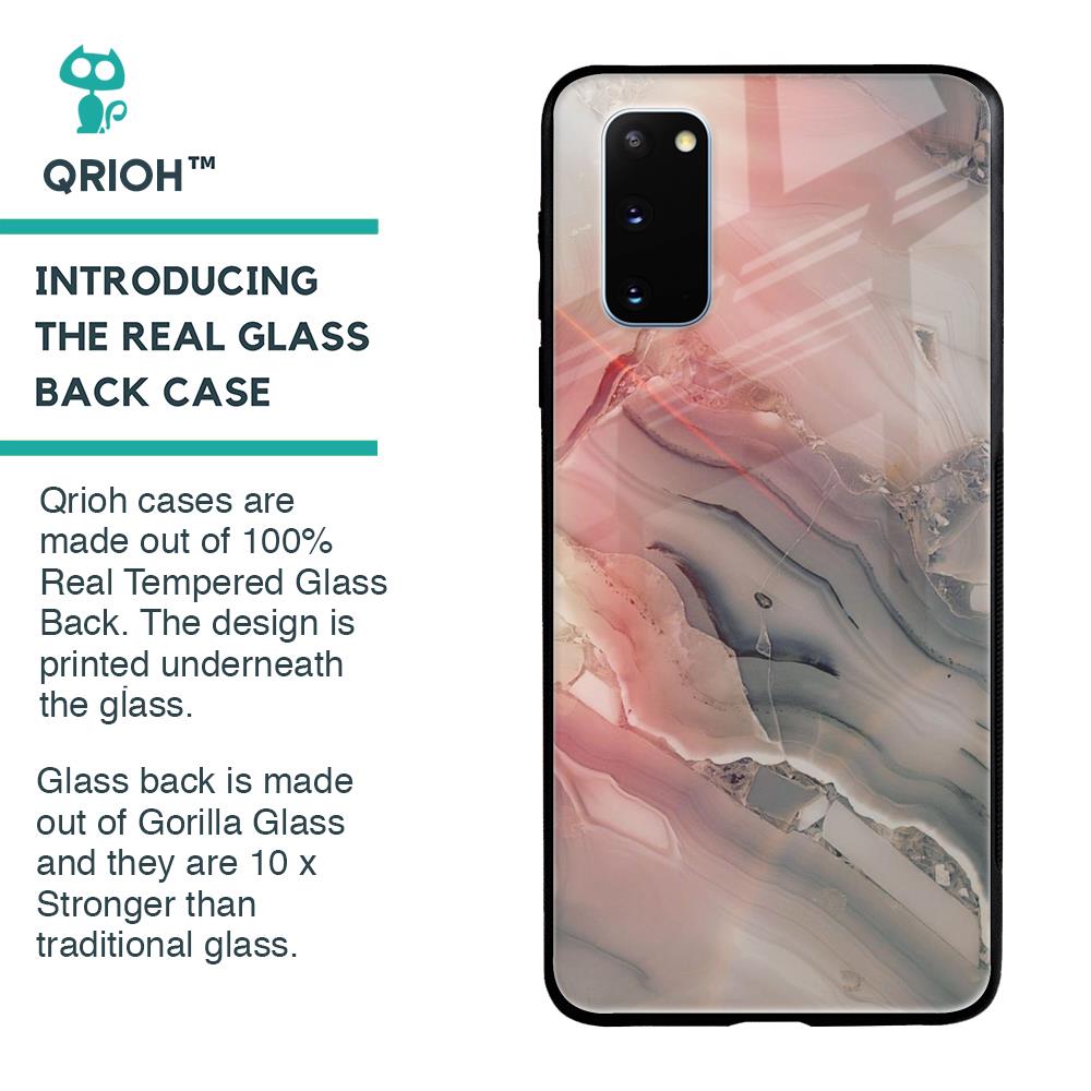 Pink And Grey Marble Glass Case For Samsung Galaxy S20