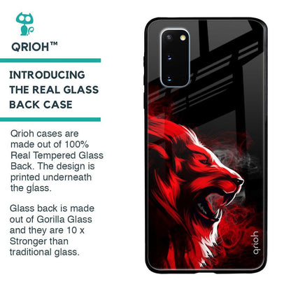 Red Angry Lion Glass Case for Samsung Galaxy S20