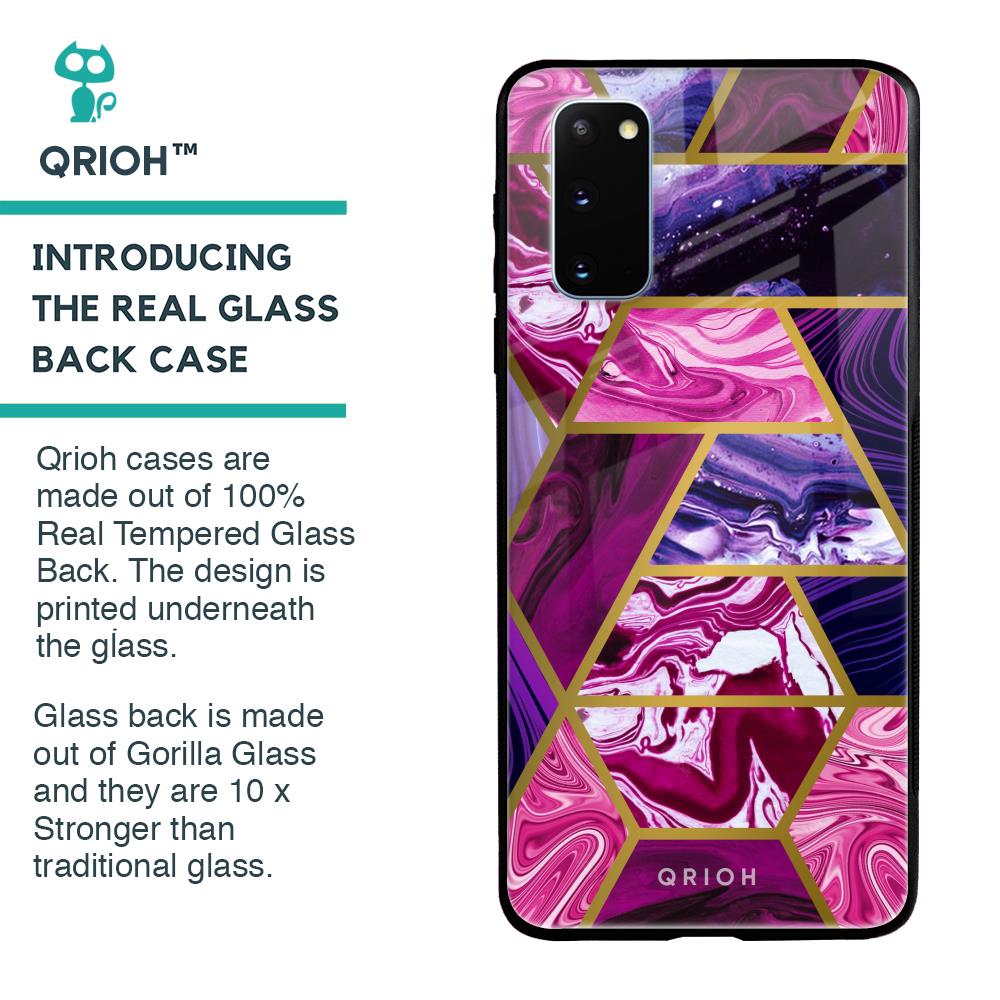 Electroplated Geometric Marble Glass Case for Samsung Galaxy S20