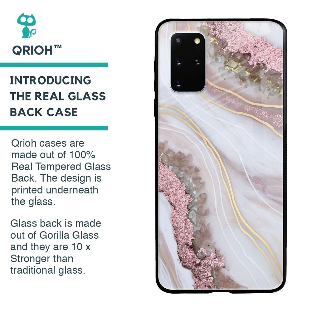 Pink & Gold Gllitter Marble Glass Case for Samsung Galaxy S20 Plus
