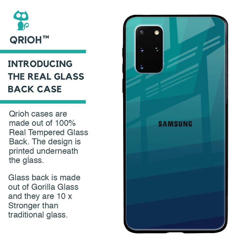 Green Triangle Pattern Glass Case for Samsung Galaxy S20 Plus
