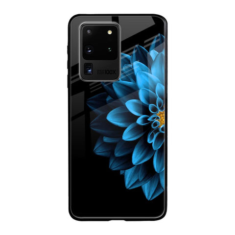 Half Blue Flower Samsung Galaxy S20 Ultra Glass Back Cover Online