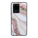 Pink & Gold Gllitter Marble Samsung Galaxy S20 Ultra Glass Back Cover Online