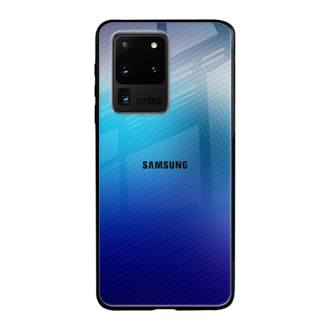 Blue Rhombus Pattern Samsung Galaxy S20 Ultra Glass Back Cover Online