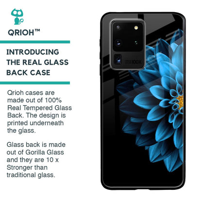 Half Blue Flower Glass Case for Samsung Galaxy S20 Ultra
