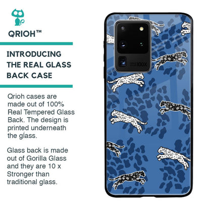 Blue Cheetah Glass Case for Samsung Galaxy S20 Ultra