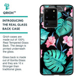 Tropical Leaves & Pink Flowers Glass case for Samsung Galaxy S20 Ultra
