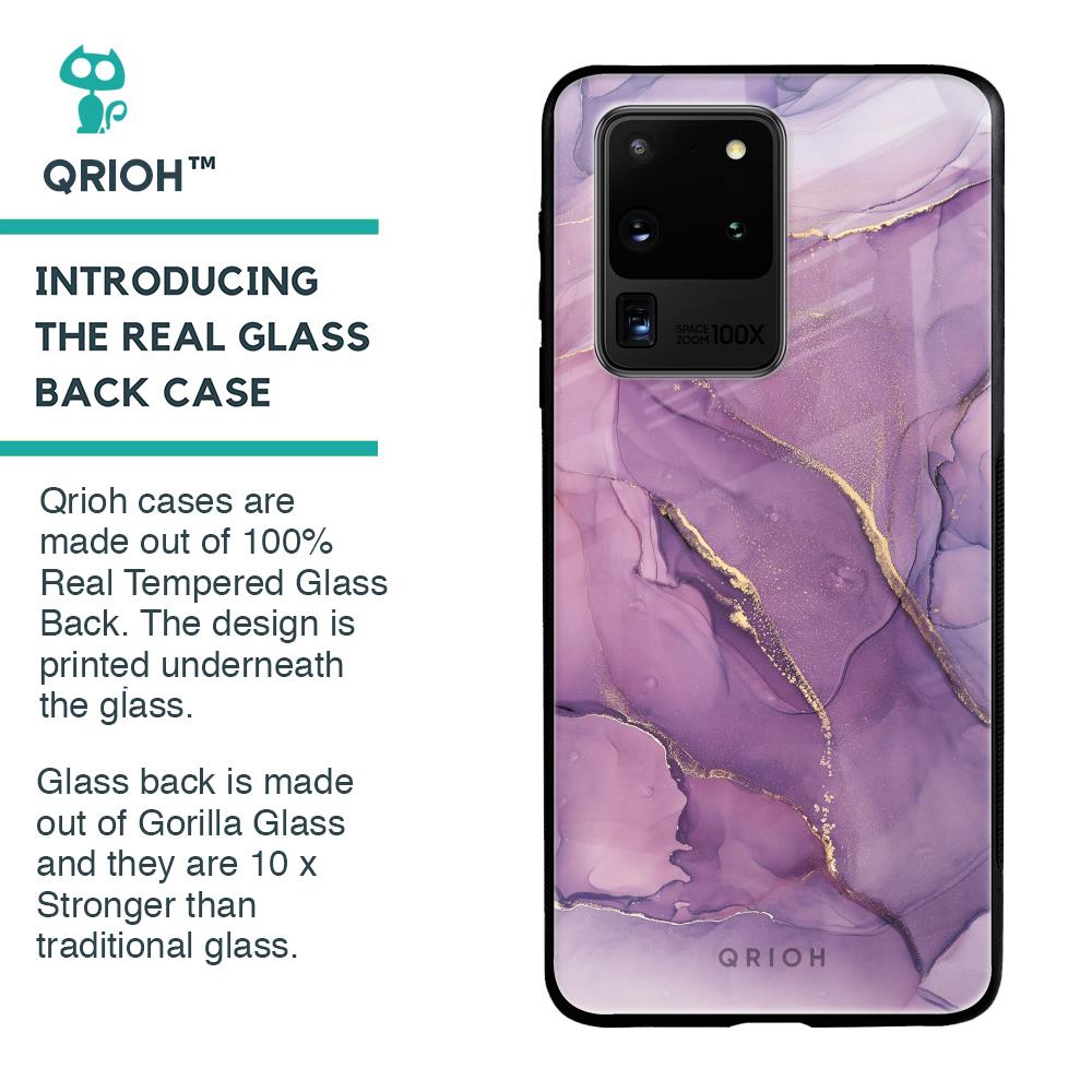 Purple Gold Marble Glass Case for Samsung Galaxy S20 Ultra