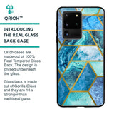 Turquoise Geometrical Marble Glass Case for Samsung Galaxy S20 Ultra