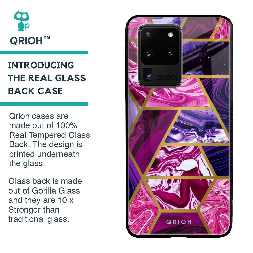 Electroplated Geometric Marble Glass Case for Samsung Galaxy S20 Ultra