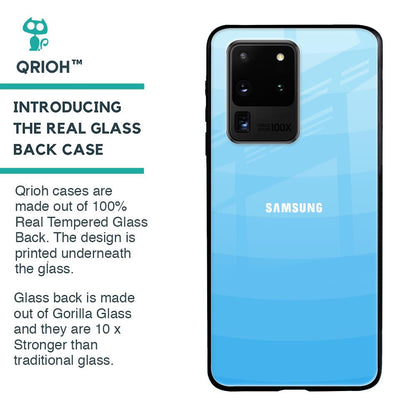 Wavy Blue Pattern Glass Case for Samsung Galaxy S20 Ultra