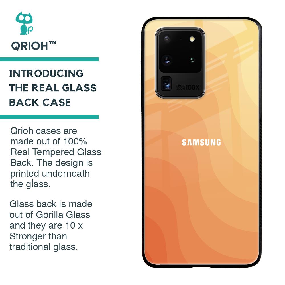 Orange Curve Pattern Glass Case for Samsung Galaxy S20 Ultra