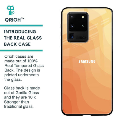 Orange Curve Pattern Glass Case for Samsung Galaxy S20 Ultra