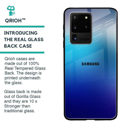 Blue Rhombus Pattern Glass Case for Samsung Galaxy S20 Ultra