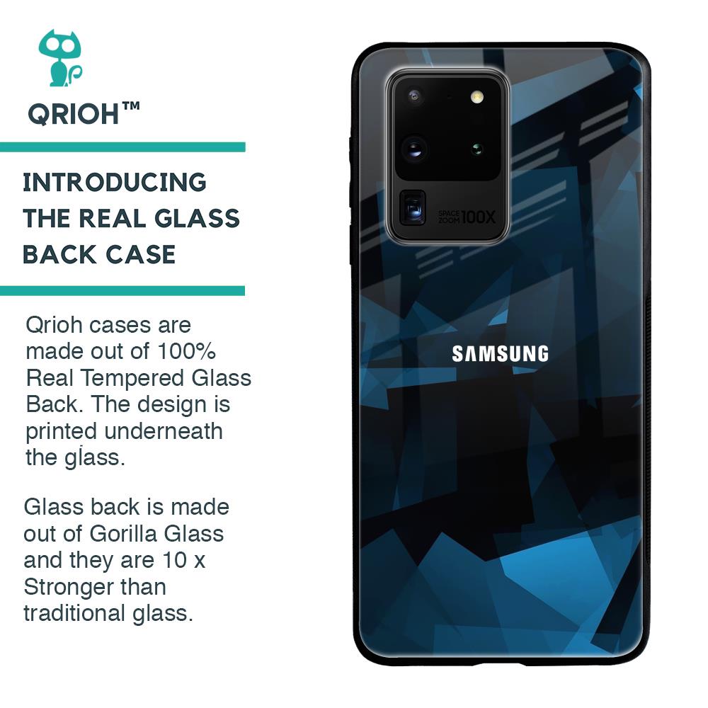 Polygonal Blue Box Glass Case For Samsung Galaxy S20 Ultra