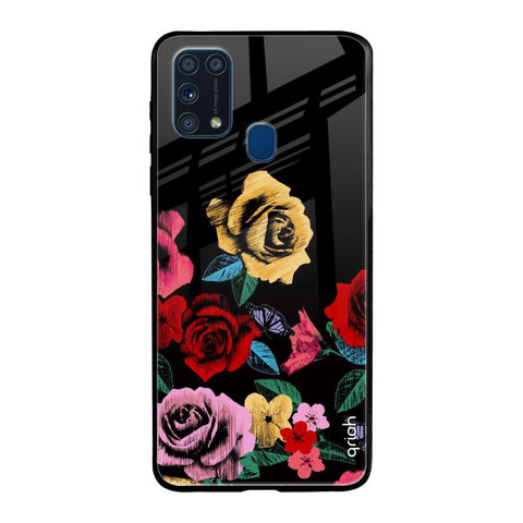 Floral Decorative Samsung Galaxy M31 Glass Back Cover Online