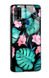 Tropical Leaves & Pink Flowers Glass case for Samsung Galaxy A21s