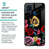 Floral Decorative Glass Case For Samsung Galaxy M31