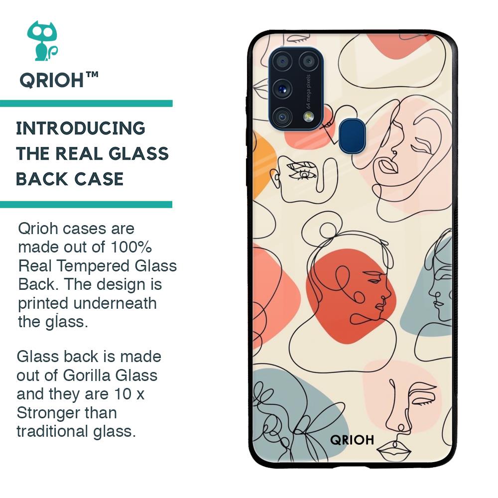 Abstract Faces Glass Case for Samsung Galaxy M31