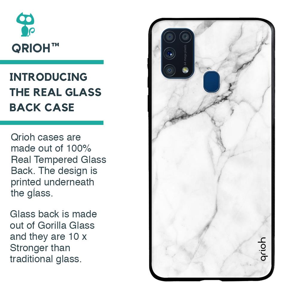 Modern White Marble Glass case for Samsung Galaxy M31