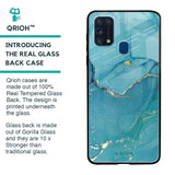 Blue Golden Glitter Glass Case for Samsung Galaxy M31