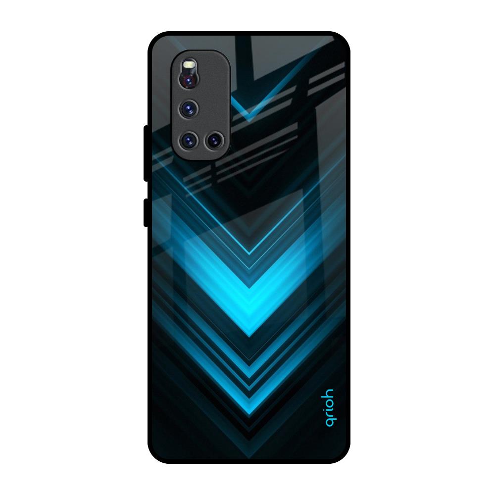 Vertical Blue Arrow Vivo V19 Glass Back Cover Online