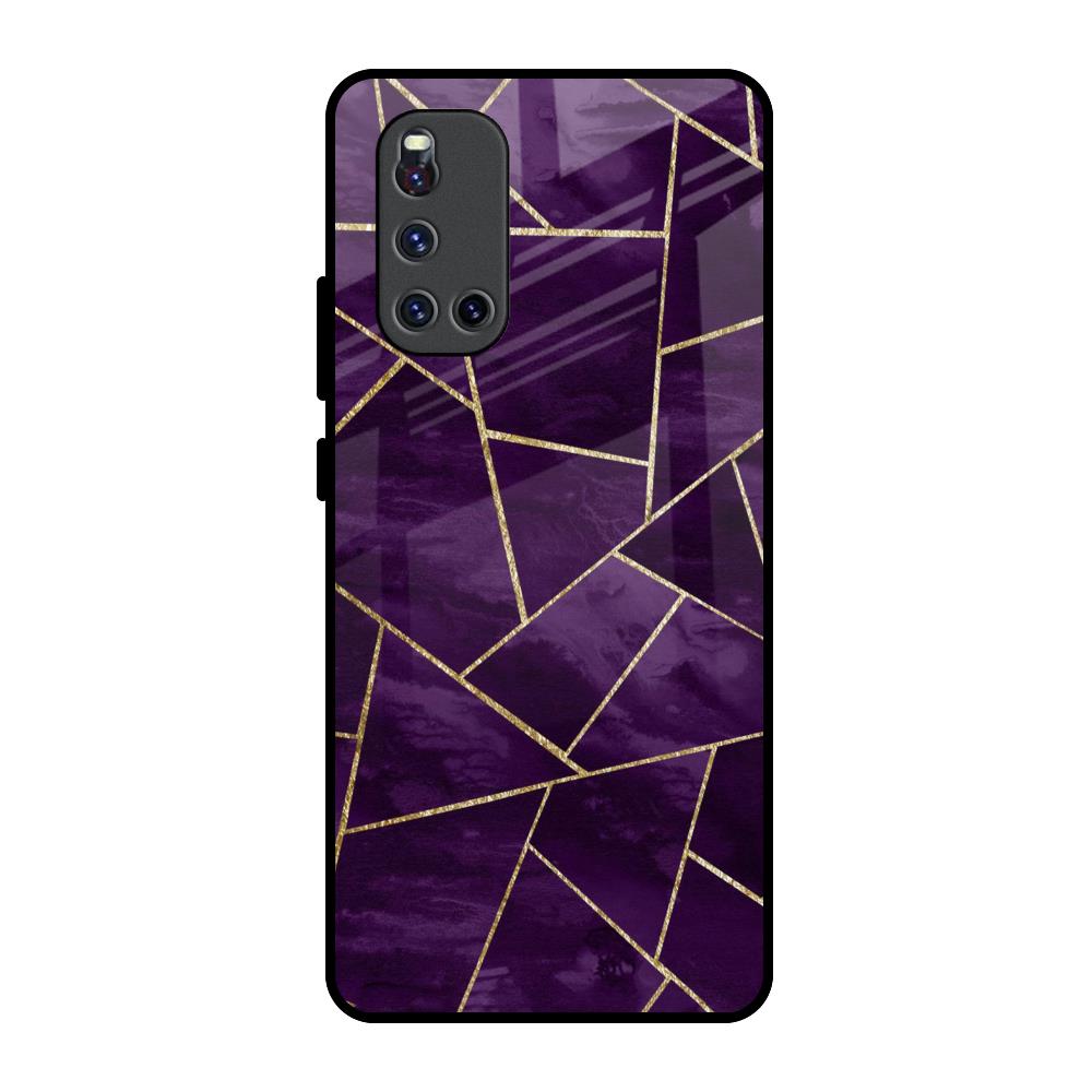 Geometric Purple Vivo V19 Glass Back Cover Online