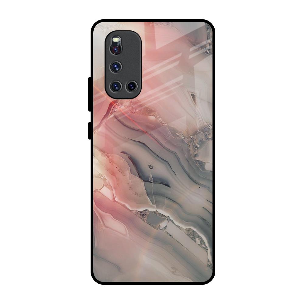 Pink And Grey Marble Vivo V19 Glass Back Cover Online