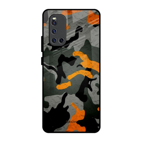 Camouflage Orange Vivo V19 Glass Back Cover Online