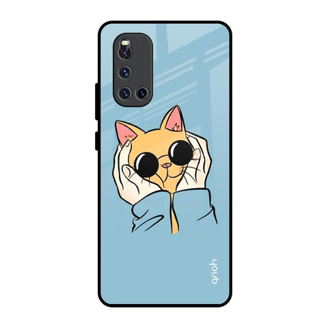 Adorable Cute Kitty Vivo V19 Glass Back Cover Online