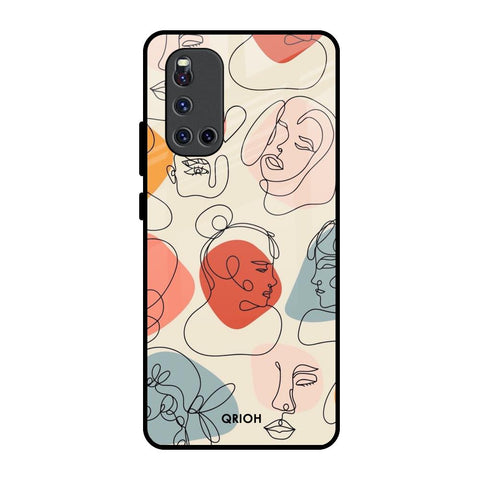 Abstract Faces Vivo V19 Glass Back Cover Online