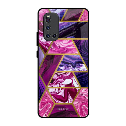 Electroplated Geometric Marble Vivo V19 Glass Back Cover Online