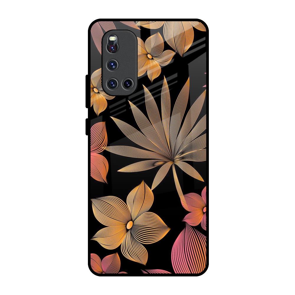 Lines Pattern Flowers Vivo V19 Glass Back Cover Online