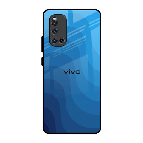 Blue Wave Abstract Vivo V19 Glass Back Cover Online