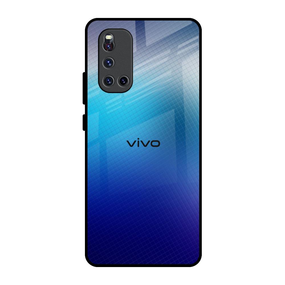 Blue Rhombus Pattern Vivo V19 Glass Back Cover Online