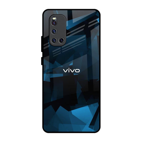 Polygonal Blue Box Vivo V19 Glass Back Cover Online
