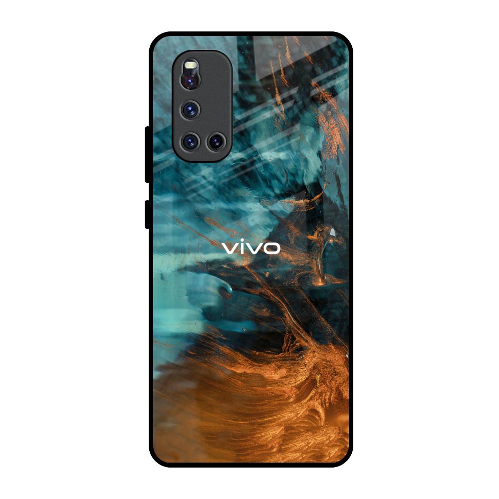 Golden Splash Vivo V19 Glass Back Cover Online