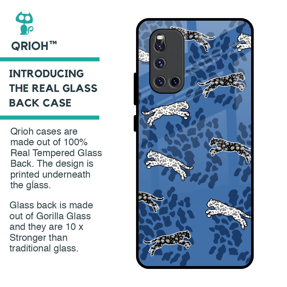Blue Cheetah Glass Case for Vivo V19
