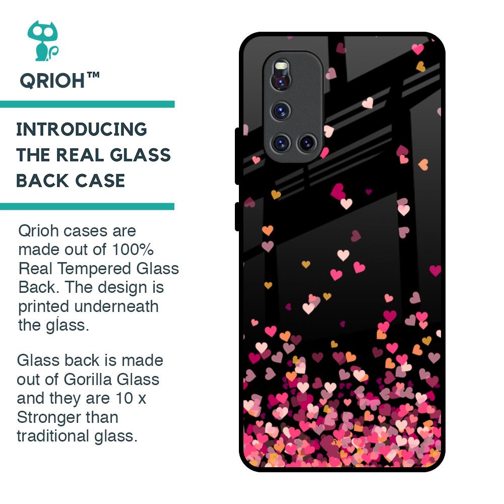 Heart Rain Fall Glass Case For Vivo V19