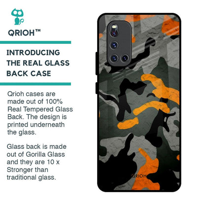 Camouflage Orange Glass Case For Vivo V19