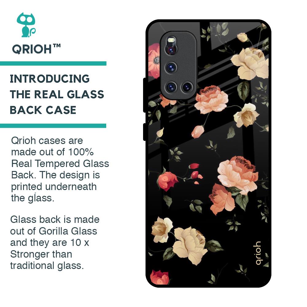 Black Spring Floral Glass Case for Vivo V19