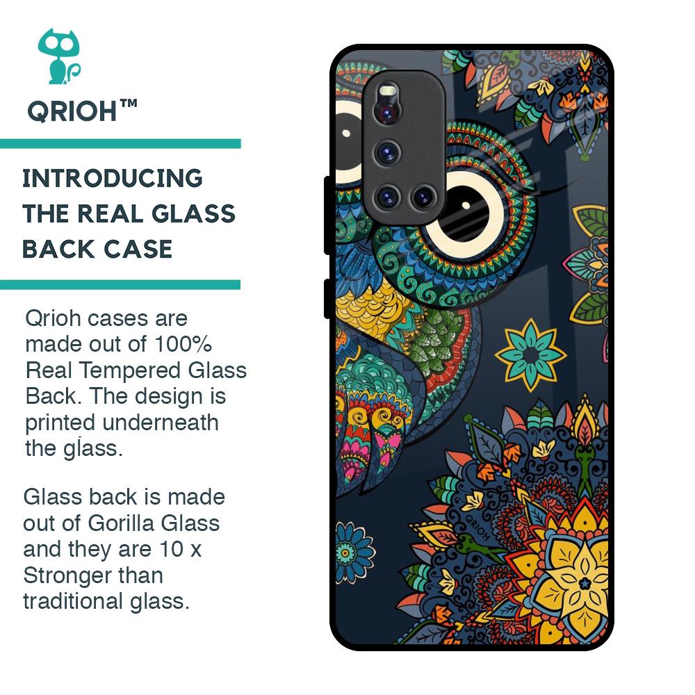 Owl Art Glass Case for Vivo V19