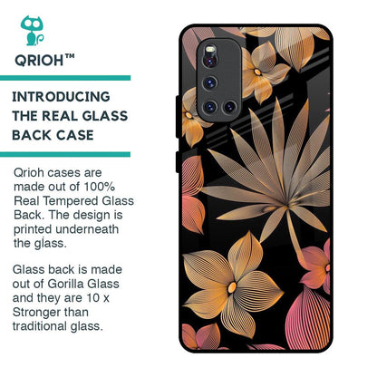 Lines Pattern Flowers Glass Case for Vivo V19