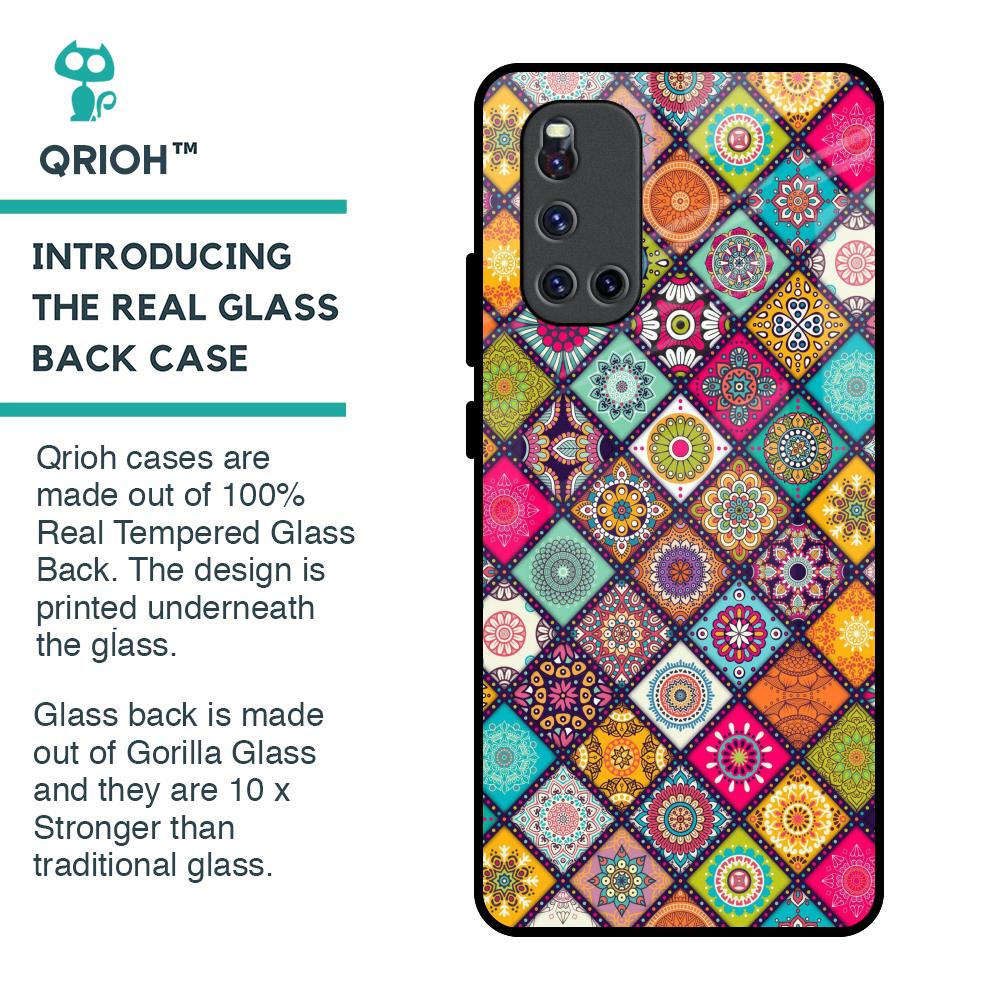 Multicolor Mandala Glass Case for Vivo V19
