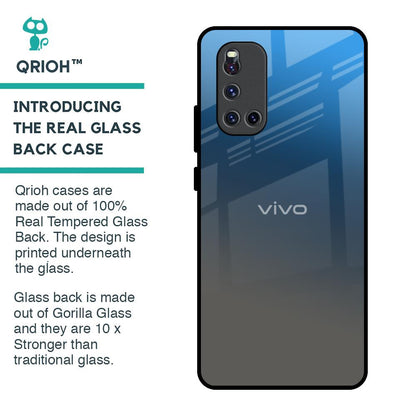 Blue Grey Ombre Glass Case for Vivo V19