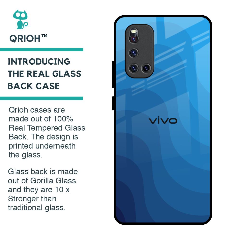 Blue Wave Abstract Glass Case for Vivo V19