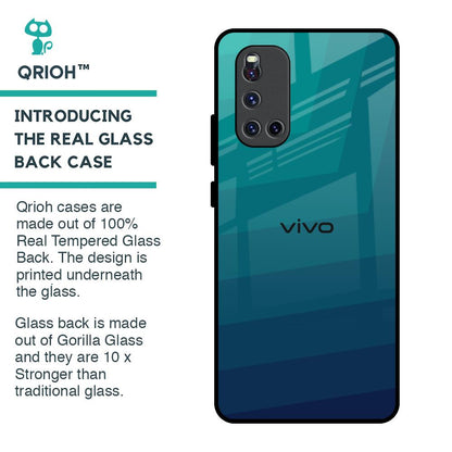 Green Triangle Pattern Glass Case for Vivo V19