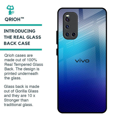 Blue Rhombus Pattern Glass Case for Vivo V19