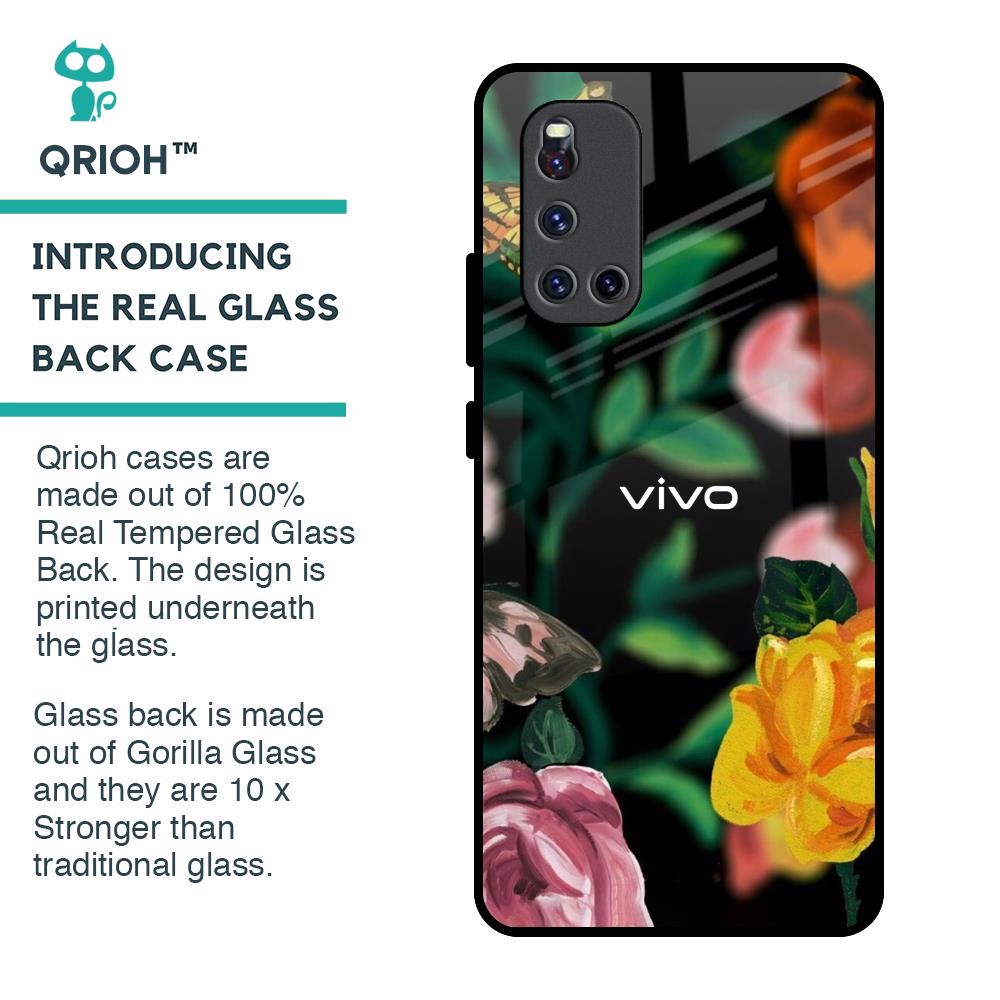 Flowers & Butterfly Glass Case for Vivo V19